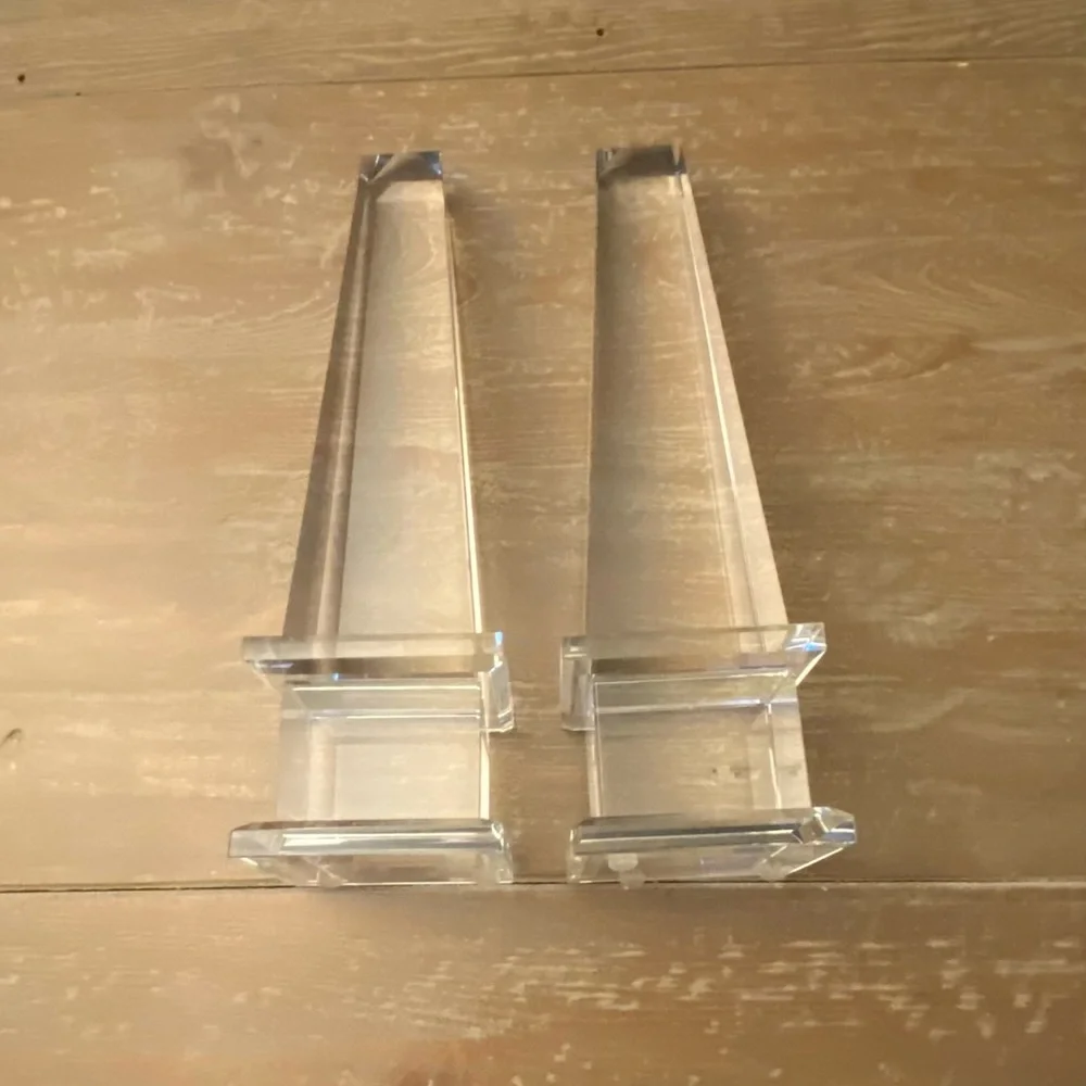 RESTORATION HARDWARE Crystal Clear Glass Obelisk A Pair